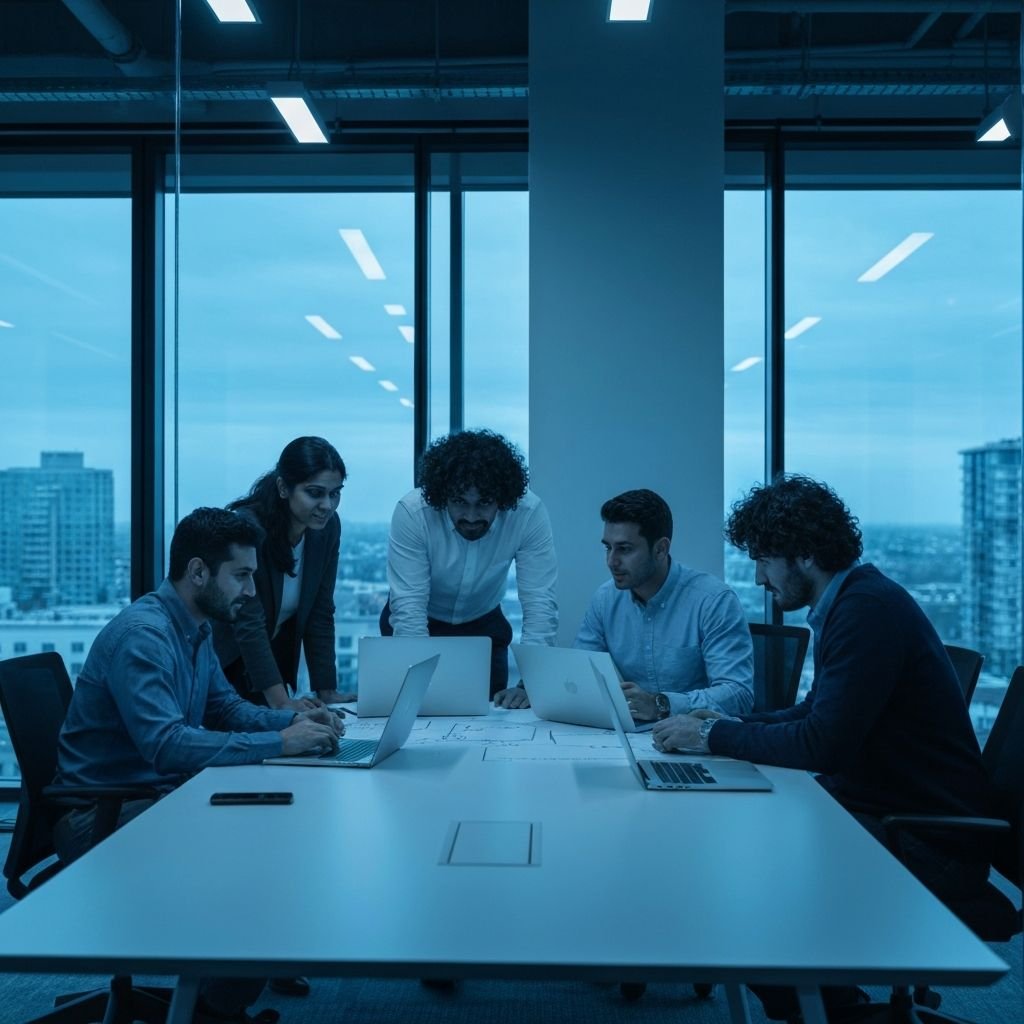 Team collaborating on results